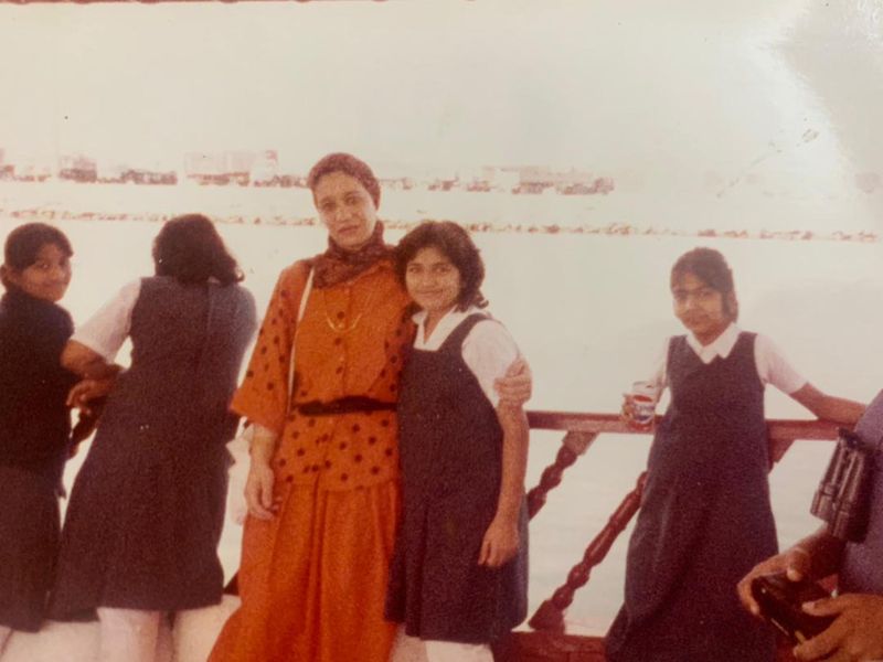 Al Ghannam with students during a picnic during her early years 