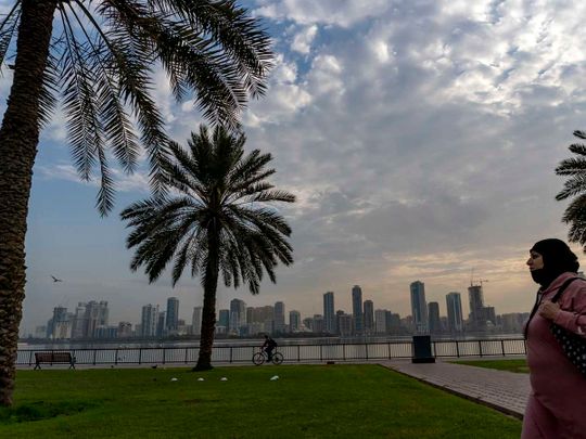Stock Sharjah weather skyline property